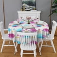 thumbnail image 2 of Cute Hedgehog and Flowers Round Tablecloth 60"x60",Wrinkle Wipeable Table Cloth for Kitchen Dining Room Picnic Patio Party, 2 of 6