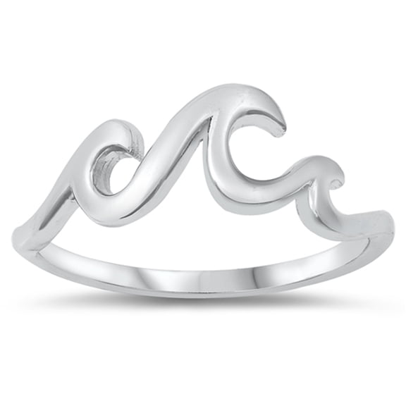 Simple High Polish Ocean Wave Ring .925 Sterling Silver Jewelry Female Male Unisex Size 5