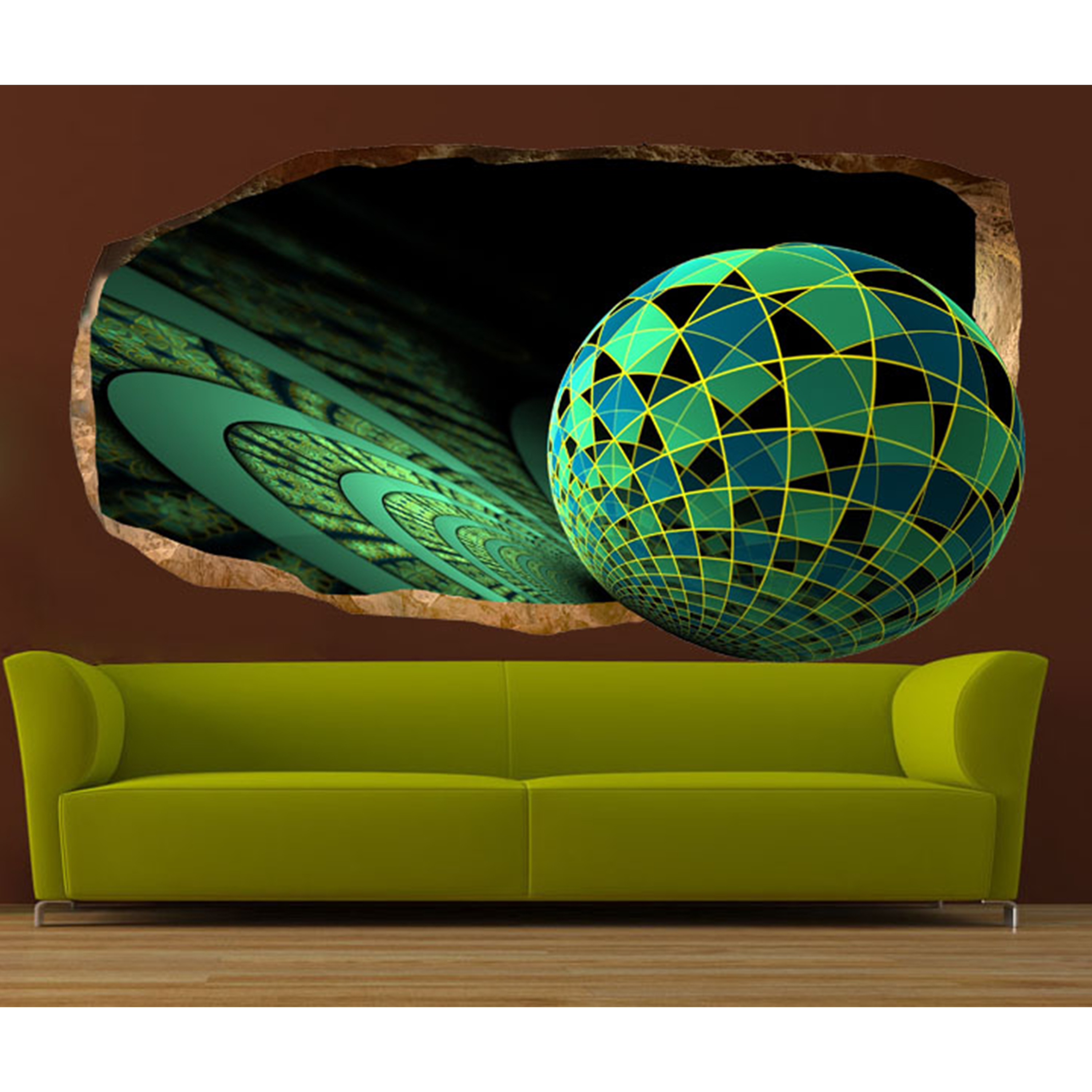 Startonight 3D Mural Wall Art Photo Decor Green Mosaic Amazing Dual View Surprise Wall Mural Wallpaper for Bedroom Abstract Wall Art Gift Large 47.24 ?? By 86.61 ?? - image 1 of 4