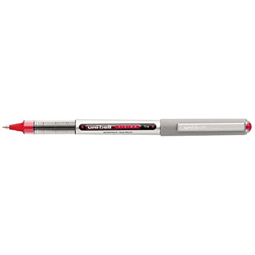 uniball Vision Roller Ball Stick Waterproof Pen, Red Ink, Fine, Dozen