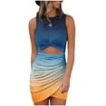 thumbnail image 5 of Women's 2023 Summer Sleeveless Tank Dresses Cut Out Twist Bodycon Wrap Party Evening Mini Dress, 5 of 5