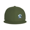 thumbnail image 2 of DouZhe Flat Brim Cap Snapback Hat, The Great Wave Kanagawa Prints Adjustable Green Adult Baseball Cap, 2 of 7