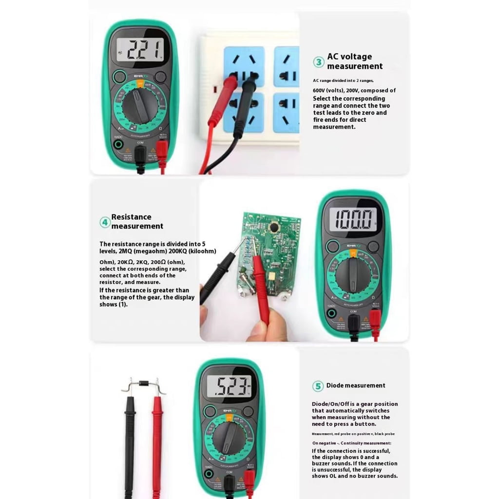 Ammeter Voltemter LCD Digital Multimeter 1999 Count Multi Tester with Backlit Buzzer Auto Off Portable Tester