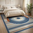 thumbnail image 3 of ODIKA 8'x10' Washable Area Rug Non-Shedding, Easy Care, Entrance Abstract Vinyl Record Inspired Concentric Entryway Circle for King Size Bedroom Under Bed, Master Suite, 3 of 7