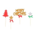 thumbnail image 2 of hengzirui cupcake topper 4pcs Merry Christmas Cake Toppers Set Cake Picks Lovely Cupcake Decor Party Supplies (Red Tree and Golden Letters), 2 of 9