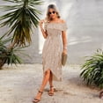 thumbnail image 5 of Dr.Eam Women Summer Off Shoulder Short Sleeve High Waist Dresses A Line Mini Dress Party Dresses Party Dresses Vacation Summer Casual, 5 of 8