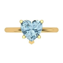 2 ct Heart Cut Natural Sky Blue Topaz Solitaire 18K Yellow Gold Womens Engagement Ring