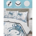 thumbnail image 4 of Quilts King Size Bedding Set, Blue Coastal Crabs Lightweight Quilted Comforter, Summer Ocean Sea Starfish Coral Shells Soft Reversible Bedspread Coverlet with Pillow Covers for All Season, 96" x 106", 4 of 7