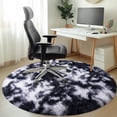 thumbnail image 5 of SARAG Soft Fluffy Round Area Rugs for Bedroom Kids Room Plush Shaggy Nursery Rug Furry Throw Carpets for Boys Girls, College Dorm, 6x6ft Tie-dye Black and White, 5 of 8
