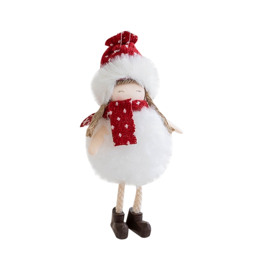 Christmas Santa Claus Snowman Angel Dolls Xmas Tree Plush Pendant Decoration 