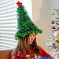 thumbnail image 3 of Visland Green Ribbon Hat with Plush Small Ball Star Cap Top Xmas Dress Up Cloth Xmas Performance Wear Hat for Christmas, 3 of 8