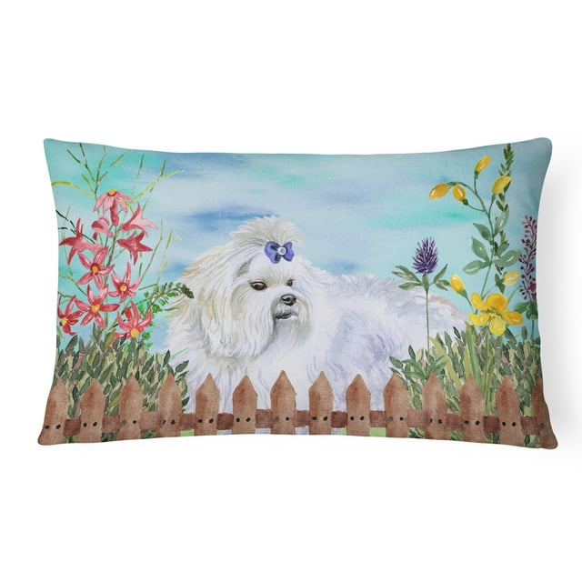 Carolines Treasures CK1213PW1216 Maltese Spring Canvas Fabric Decorative Pillow
