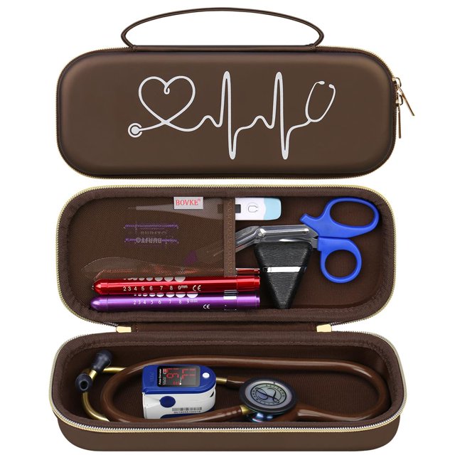Funda para estetoscopio BOVKE para 3M Littmann Classic III, color marrón