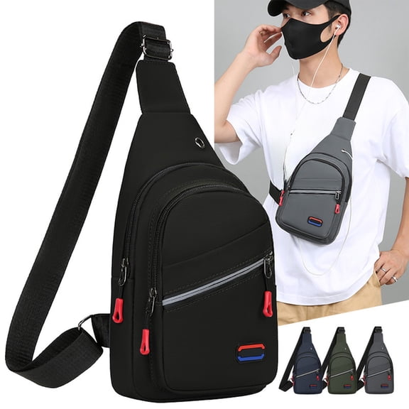 JVBTVB Men's Crossbody Sling Bag Waterproof Nylon Chest Pack Lightweight Multipurpose Outdoor Sports Hiking Daypack Travel Shoulder Backpack for Teens Adjustable Strap