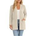 thumbnail image 3 of Ihhxva Plus Size Women's Loose Fit Knit Cardigan with Pockets Long Sleeve Open Front Sweater Fall Casual Cozy Chic V-Neck Lightweight Layer S-2XL, 3 of 6