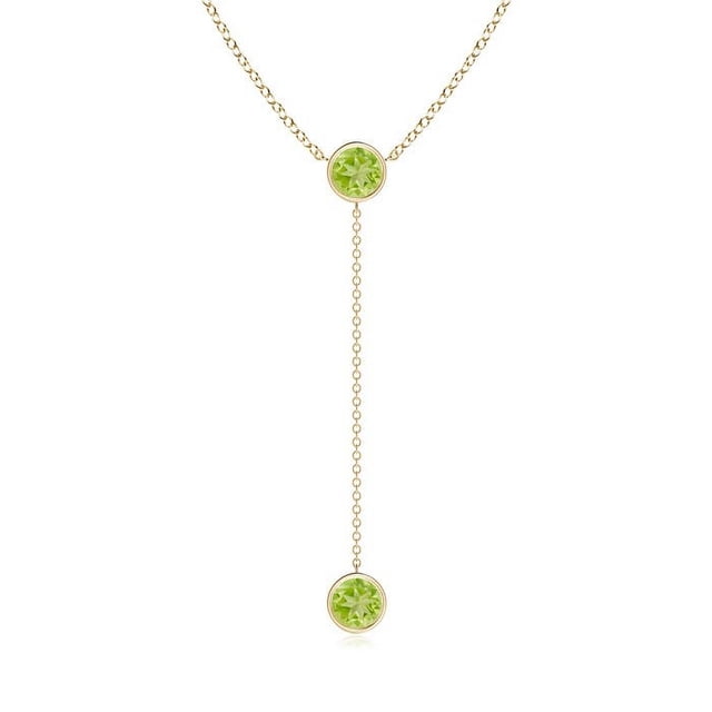 Angara Collier Péridot Naturel - Collier Style Lariat Péridot Rond 1.9 ct en Or Jaune 14K pour Femmes