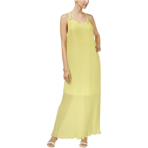 Thalia Sodi Womens Pleated Maxi Dress, Yellow, XX-Large