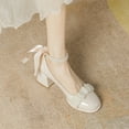 thumbnail image 4 of Cameland Chaussures Mary Rétro Françaises pour Femmes, Style Petit Parfum, Bout Rond, Perles, Plates, Décolleté Peu Profond, Cuir Verni Doux, Printemps, 4 of 9