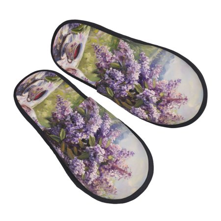 

JUNZAN Lilacs Teapot Scenic Painting Slippers for Women House Shoes Non Slip Indoor/Outdoor Pineapple And Cactus Designs-Large