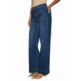 thumbnail image 2 of Women'S Wide Leg Jeans High Waisted Straight Leg Stretchy Denim Pants with Pockets Dark Blue M, 2 of 8