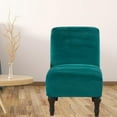 thumbnail image 4 of High Elastic Velvet Armless Chair Slipcover Cover for Banquet Dinner Dark Green, 4 of 8