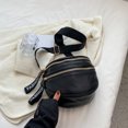 thumbnail image 2 of Bolsos cruzados para mujer Bolso grande de cuero suave con forma de sillín (negro), 2 of 5