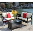 thumbnail image 2 of 4 Piece Patio Sectional Wicker Rattan Outdoor Furniture Sofa Set with Storage Box Brown 00010, 2 of 9