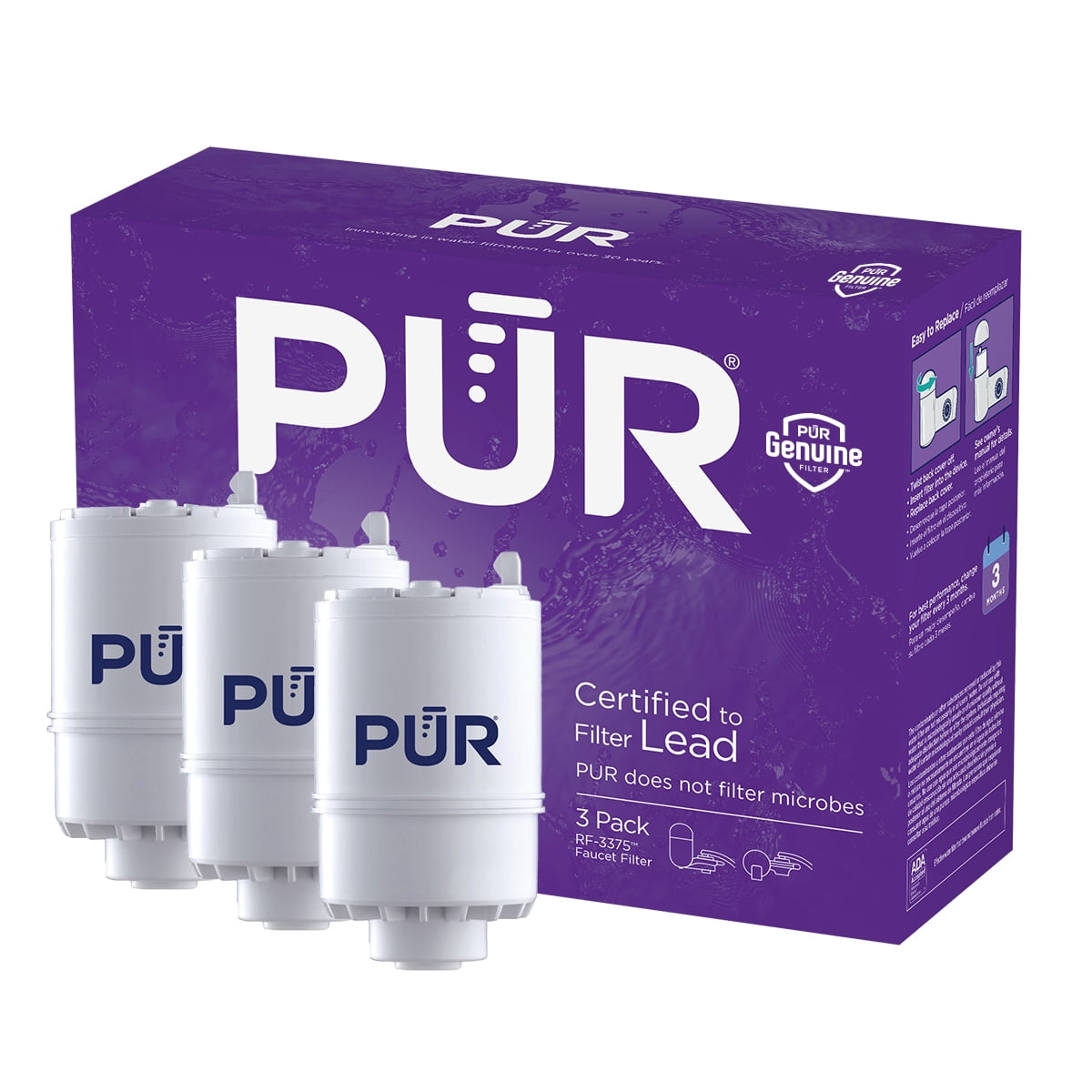 PUR Faucet Mount Water Filter Replacement, RF33753, 3 Pack