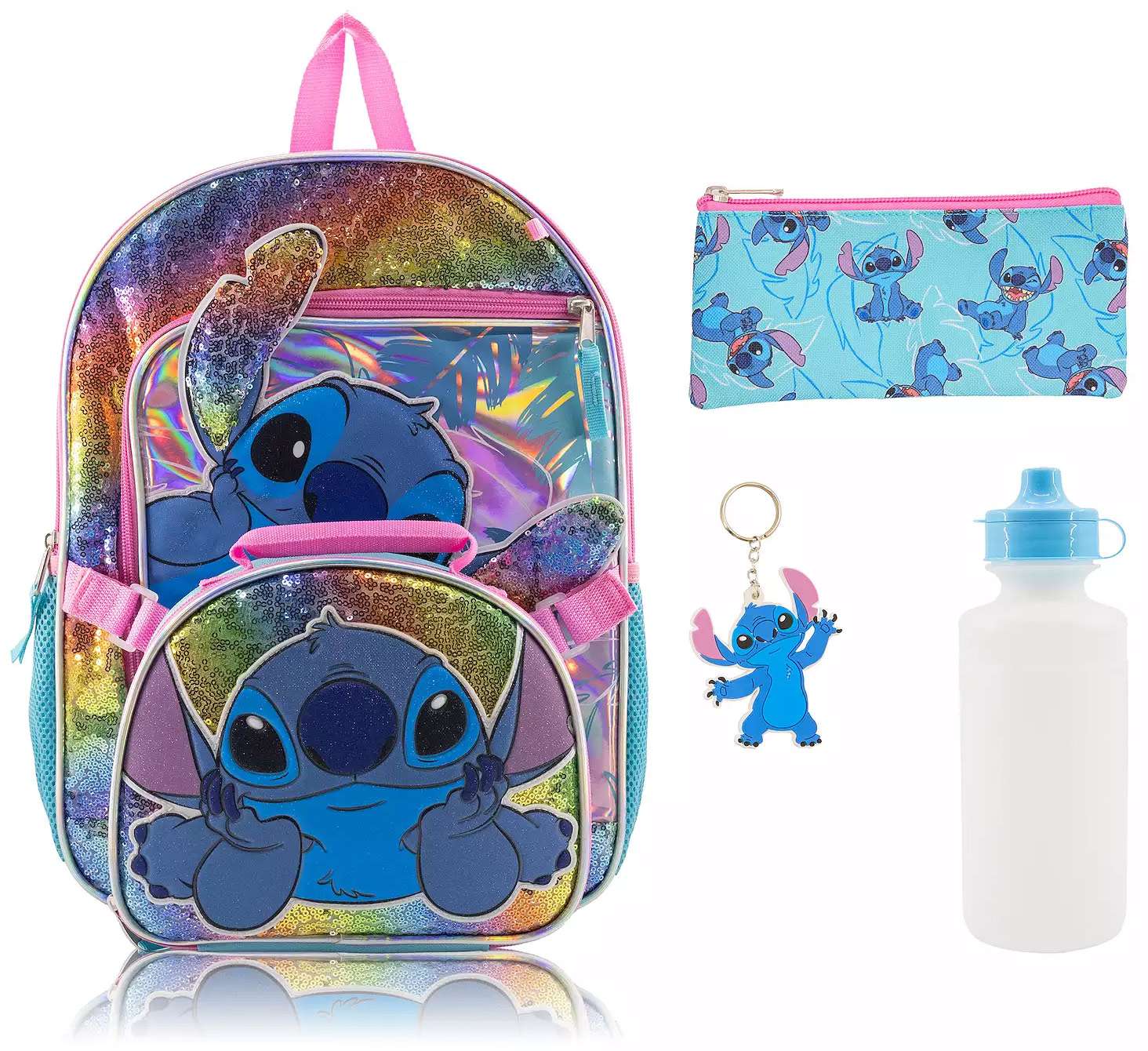 Lilo & Stitch Stitch Backpack Set (Backpack, Lunch Bag, Pencil Case, Water Bottle, & Keychain)