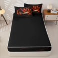 thumbnail image 4 of Homewish Red Fire Book Dragon Zipper Twin Comforter Sets with Fitted Sheet and 2 Pillowcases For Boys And Girls,Red Orange Fantasy Zipper Bedding Set,Black Reversible,4 Pieces, 4 of 7