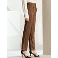 thumbnail image 4 of Pantalones a cuadros casuales Allegra K para mujer con bolsillos pierna recta color Marrón oscuro negro S, 4 of 6