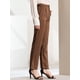 thumbnail image 4 of INSPIRE CHIC Pantalones a cuadros casuales para mujer, bolsillos, pierna recta, trabajo, oficina, pantalones Marrón oscuro negro XL, 4 of 6