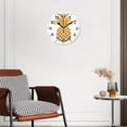 thumbnail image 2 of 12 Inch Wall Clock Battery Operated Silent Clock Decorative for Office, Kitchen, Outdoor, Living Room，Gold Pineapple Fruit White Summer Creative Pattern, 2 of 4