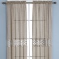 thumbnail image 2 of Renaissance Home Fashion Lilian Lace Trim Sheer Rod Pocket Curtain, 84" Long, Linen, 2 of 4