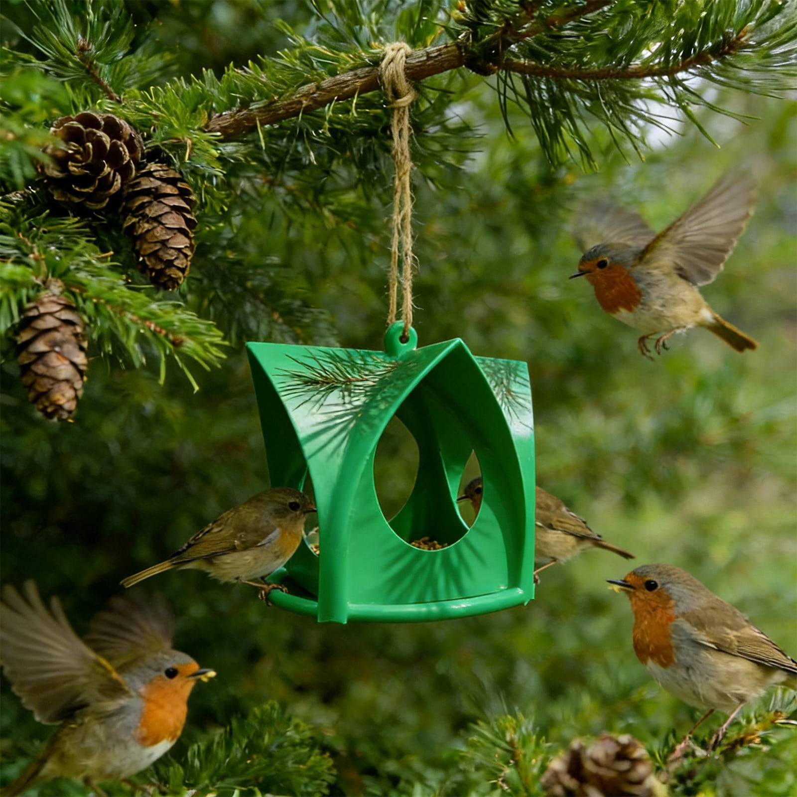 Lunxisen 1 Pcs Bird Feeders for Outdoors Hanging Separate Compartments, Feeding Ports, Weatherproof, Large Capacity
