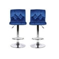 thumbnail image 1 of Heavenly Collection | Blue Velvet Adjustable Stool, with Stainless Stain Base, with Footrest - Set 2, 1 of 8