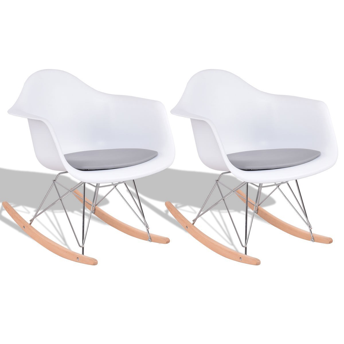 Set of 2 Modern Plastic Rocking Chair