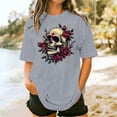 thumbnail image 3 of Inverlee Plus Size Short Sleeve Tunics for Women Fashion Gothic Skull Print Round Neck Tee Tops Summer Casual Loose Fit Shirts, 3 of 5