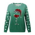 thumbnail image 4 of Kedxroy Womens Christmas Sweatshirt Red Glass Santa Hat Graphic Sweater Long Sleeve Xmas Gift Pullover Blouse Tops(Green,M), 4 of 8