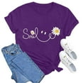 thumbnail image 4 of Womens Fashion Tees Tops Letter Daisy Flower Print Short Sleeve Summer Y2k Clothes, 4 of 5