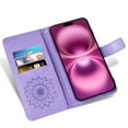 thumbnail image 3 of Compatible with iPhone 16 Plus 6.7 inch Wallet Phone Case and Tempered Glass Screen Protector Flip Credit Card Holder Stand Mandala Flower Cell Cover for i Phone16 16+ i16 + 16Plus Women Men Purple, 3 of 9
