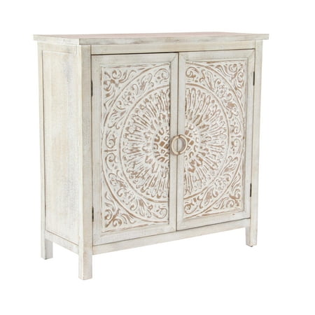 Decmode Traditional Carved Design 2-Door Wooden Cabinet ...