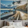 thumbnail image 2 of Orinice  Motorcycle Coastal Road Fast And Furious Tapestry Wall Hanging Curtain Decoration Bedroom Home Living Room Wall King Size Art Tapestry  50x40inch, 2 of 6