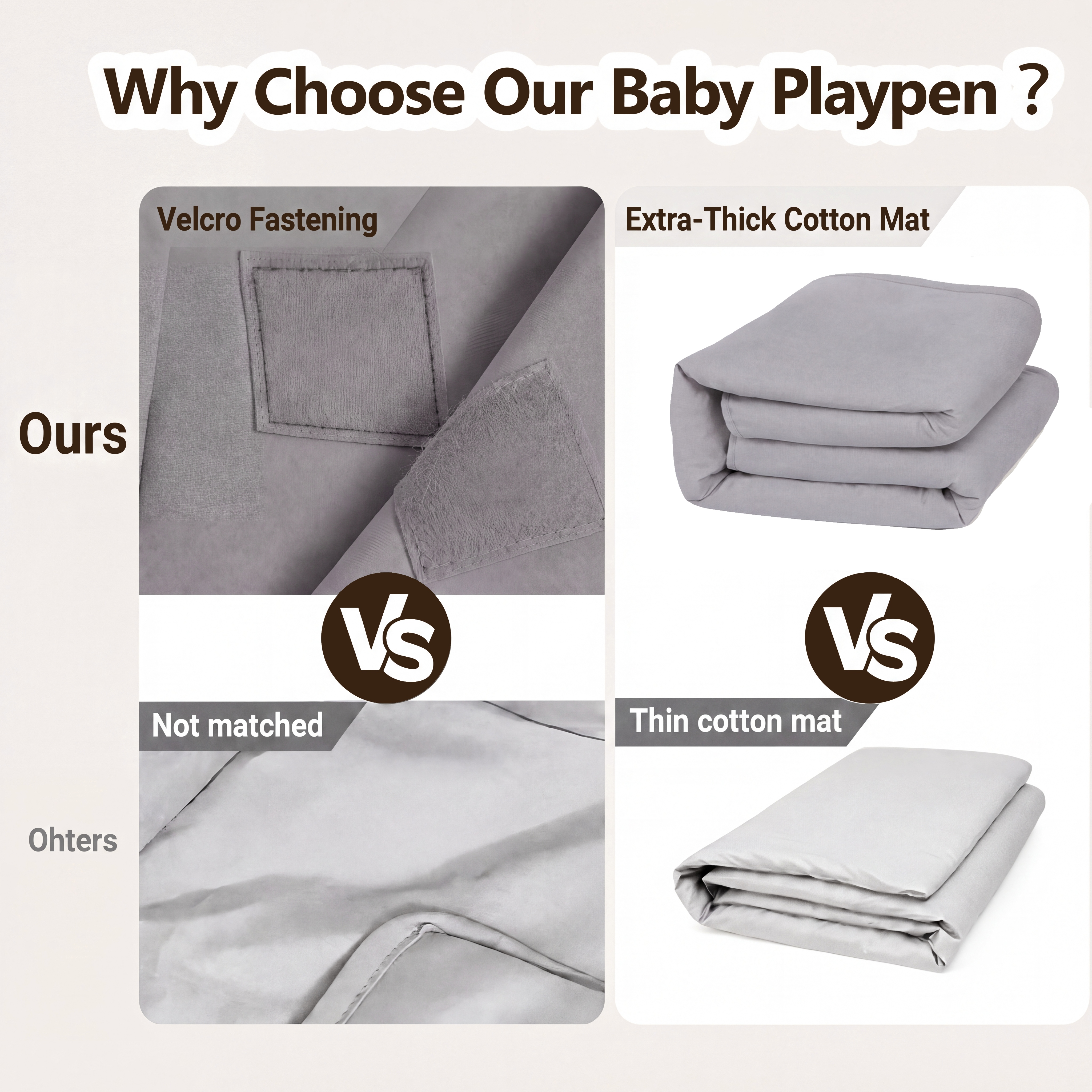 PRVAETU Foldable Baby Playpen with Mat, Large 71 x 59 Inch photo 5