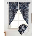 thumbnail image 2 of Swag Curtains, Boho Circle Blue Abstract Geometric Lines Texture Rod Pocket Kitchen Curtains Valances Tier Curtains Swag Valance Curtains for Bedroom Living Room 36" x 45", 2 Panels, 2 of 6