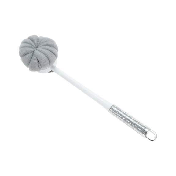 Unique Bargains 1 Pc Double Sided Wave Handle Bath Brush for Bathroom 16.93"x4.13"x3.94" Gray White