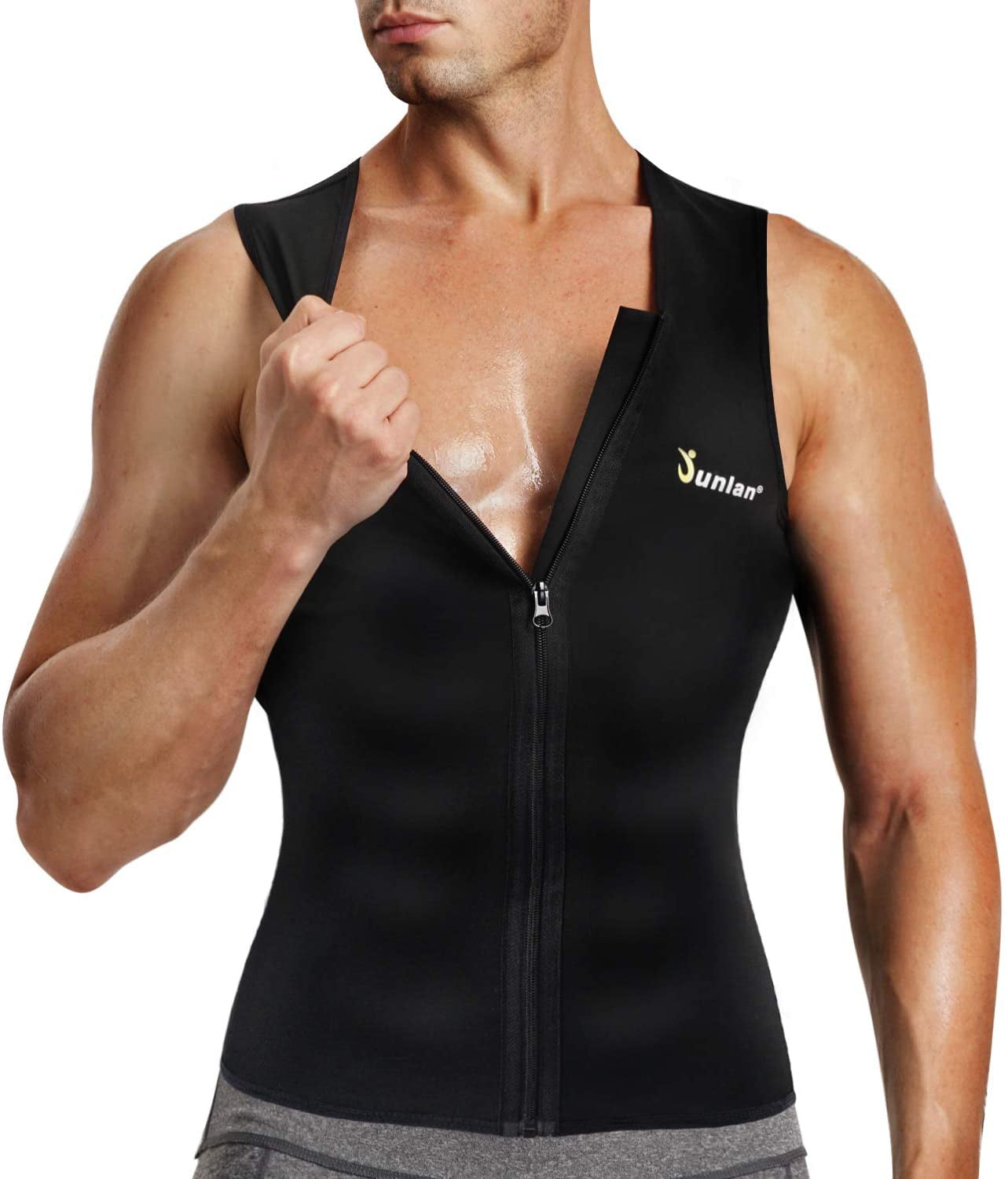 Junlan Men Sweat Sauna Tank Top Heat Trapping Waist Trainer Vest