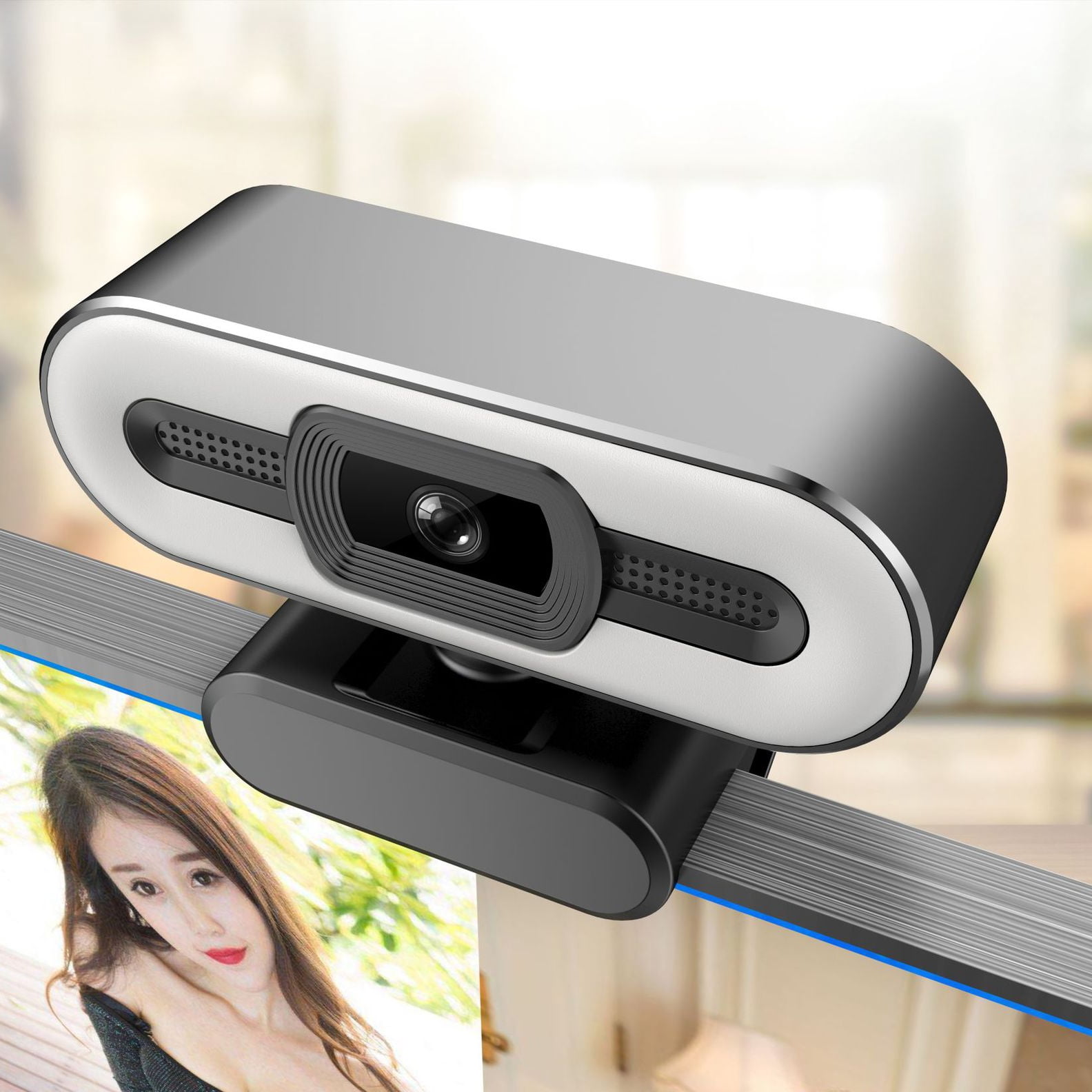 Autofocus HD Webcam with Fill Light Rotatable Laptop Webcam PC Computer Camera with Microphone for Youtube Video