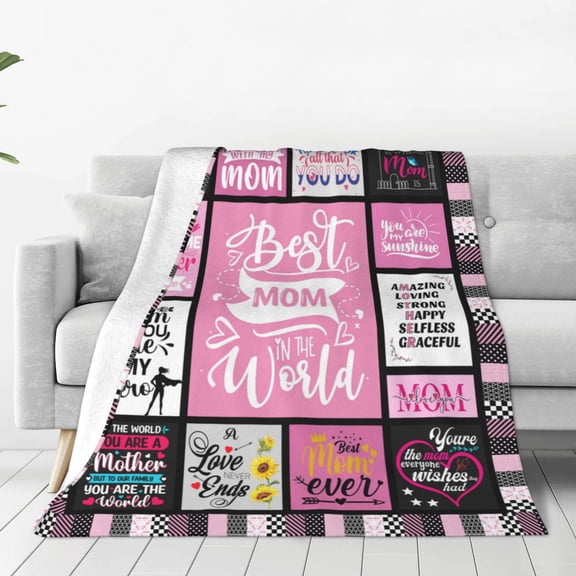 Best Mom Ever Blanket, Gifts for Adult Throw Blankets, Lightweight Cozy Soft Flannel Blankets for Home Decor Sofa Bed Couch 50"x40"