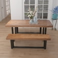 "Yaoping 72"" Rustic Farmhouse Dining Table, Solid Wood with Metal